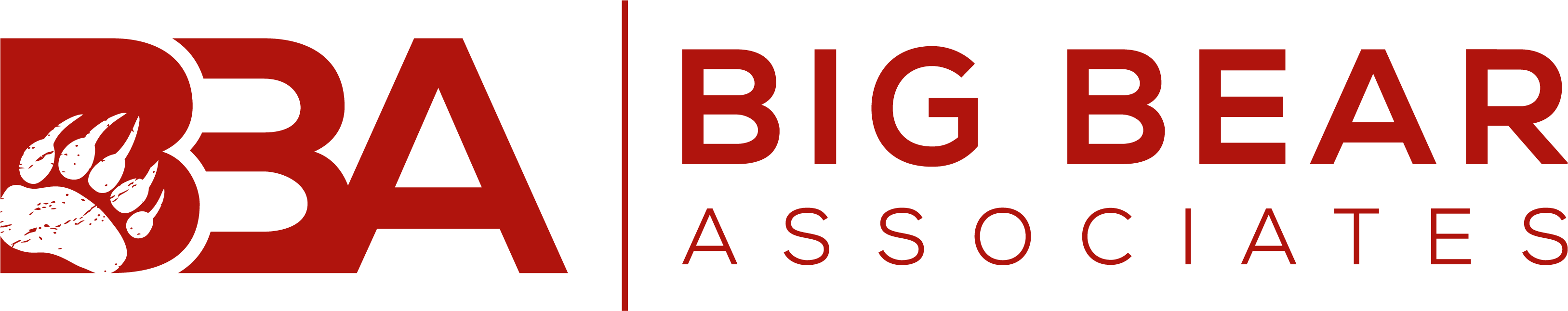 Big Bear Associates logo: a bear paw within the letters B B A